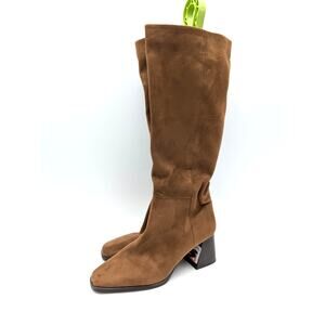 Nordstrom Rack Newbury Block Heel Boots Square Toe Women's Brown Size US8M EU38